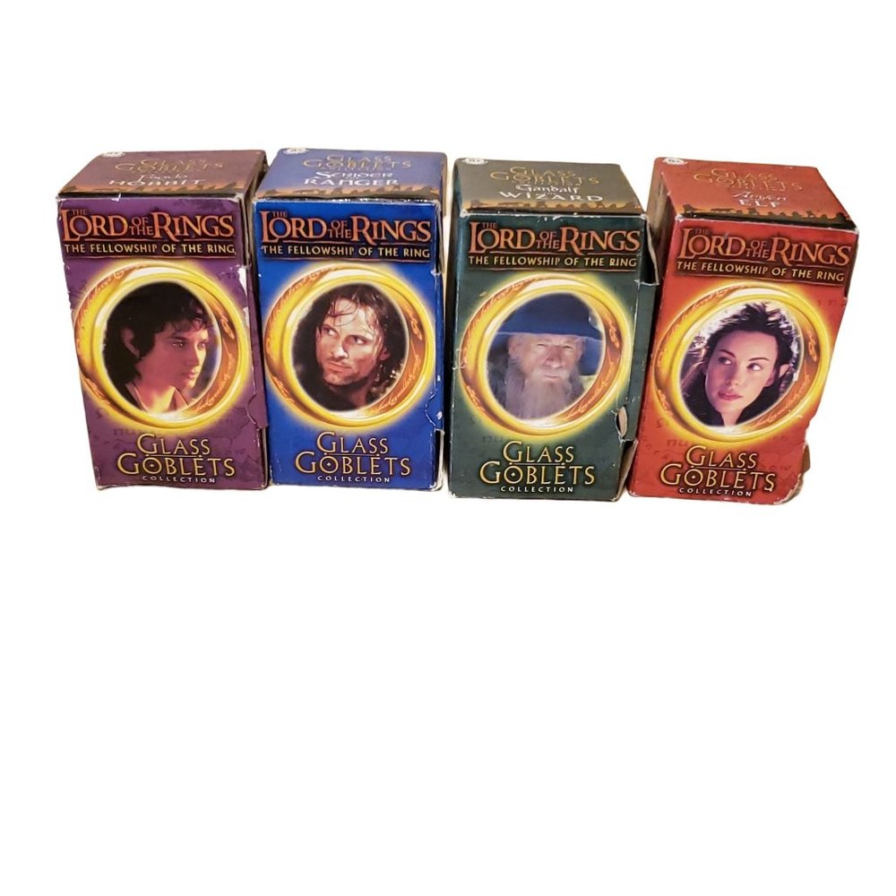 4 The Lord Of The Rings The Fellowship Of The Ring Goblets Glasses Pre-owned
